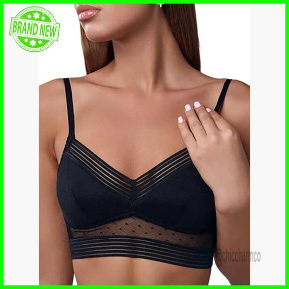 Other - Lace Bralette Wireless Low Back Bra Adjustable Straps Light Padding